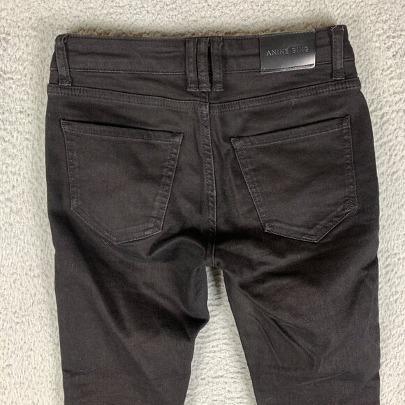 Anine Bing Jagger Jeans Womens 24 Black Low Rise Stretch Denim Skinny Crop Ankle - Picture 11 of 16